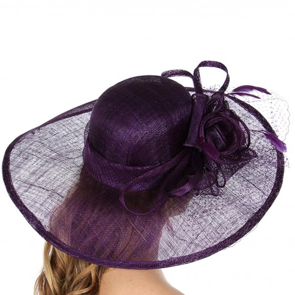 Sinamay netted feathers dress hat